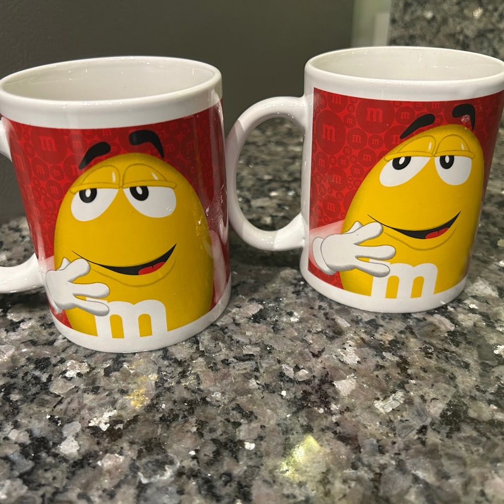 M&M'S Yellow Character Mugs with Red Background